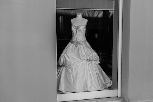 elegant wedding dress on a mannequin