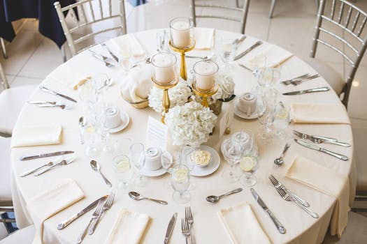 wedding reception with biodegradable tableware