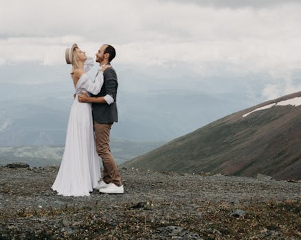 bride and groom surrounded by nature