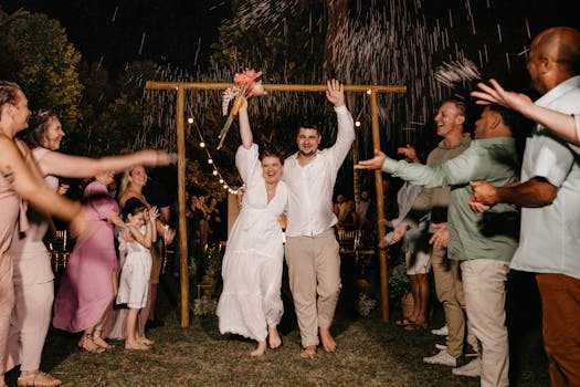 couple enjoying their eco-friendly reception