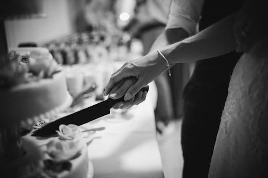 couple cutting an organic wedding cake