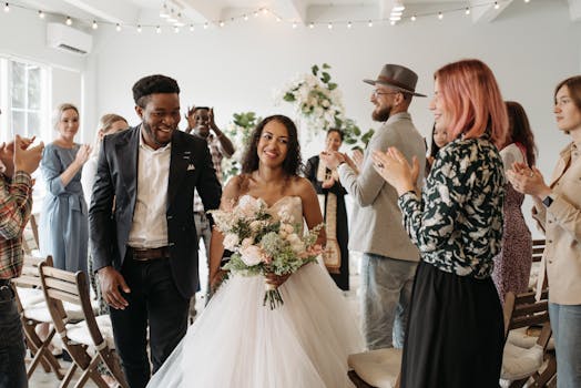 couple in eco-friendly wedding attire