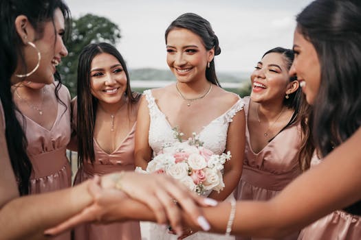 group of friends on their way to a wedding