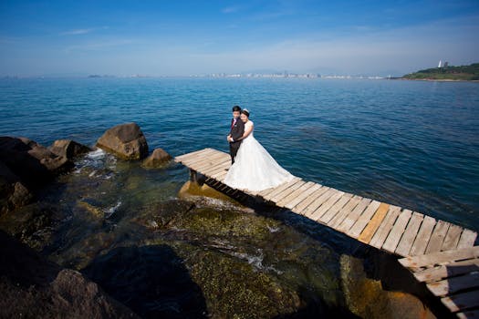 couple on a beautiful beach wedding