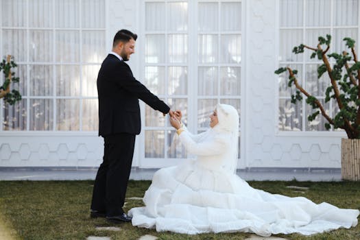 couple celebrating a green wedding