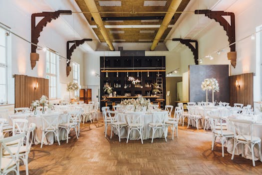 wedding reception setup with eco-friendly decor