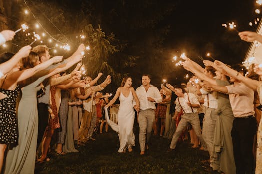 happy couple celebrating their eco-friendly wedding