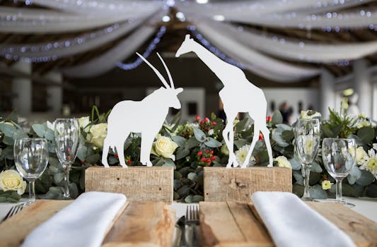 wedding decor featuring animal motifs