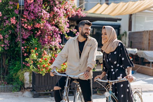 couple riding bicycles