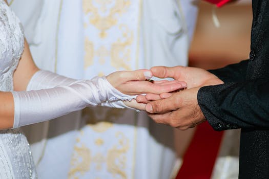 couple showing their eco-friendly wedding rings