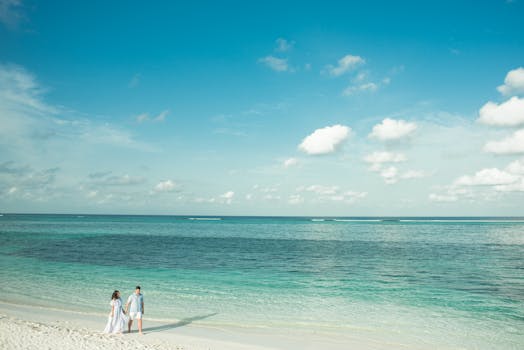 Couple enjoying an eco-friendly honeymoon at a nature resort