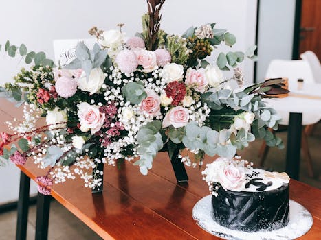 beautiful wedding table setting with local flowers