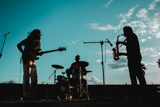 musicians playing at an outdoor wedding