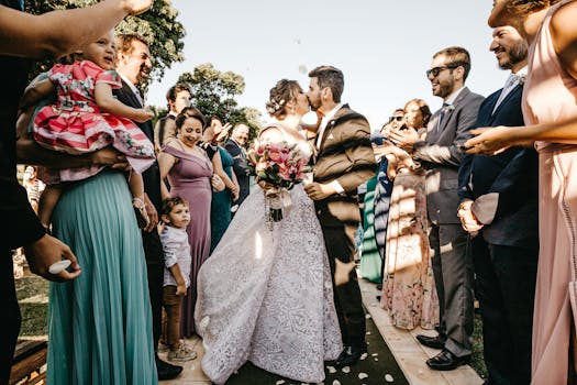 couple celebrating at an eco-friendly wedding