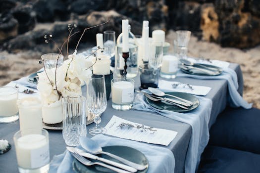 wedding reception with reusable dinnerware