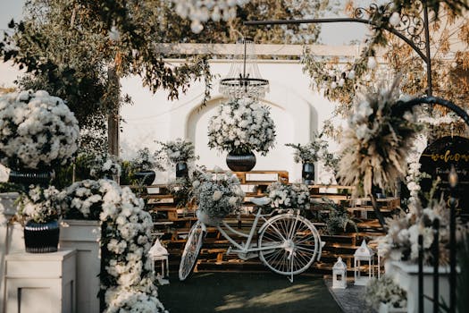 A beautiful outdoor wedding venue surrounded by nature