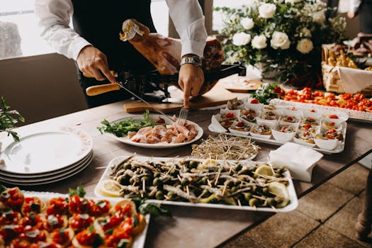 local caterer preparing fresh dishes