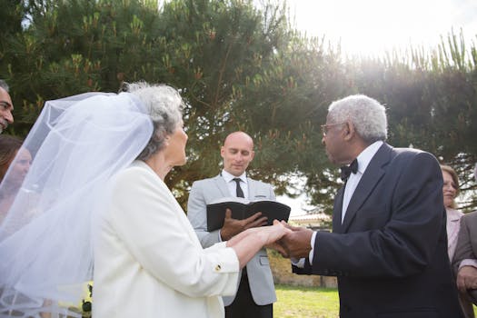 couple exchanging vows in a natural setting