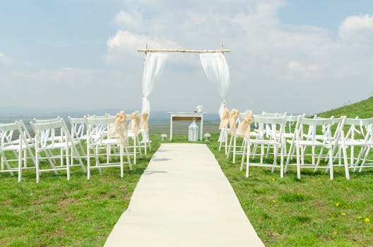 beautiful outdoor farm wedding setup